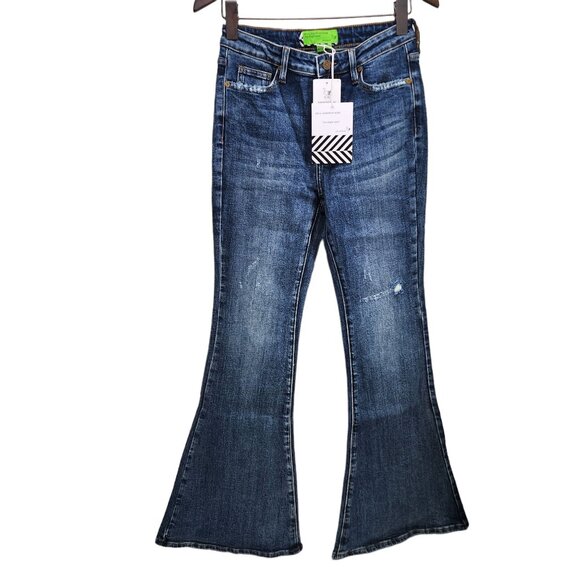Sandrine Rose by Free People Super Flare Jeans Women's Size‎ 28 Blue New - Picture 1 of 9